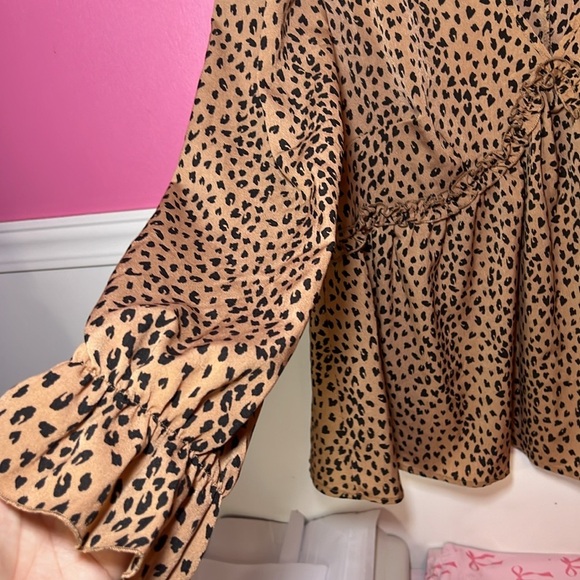 Leopard Print V-Neck Blouse - Picture 3 of 6